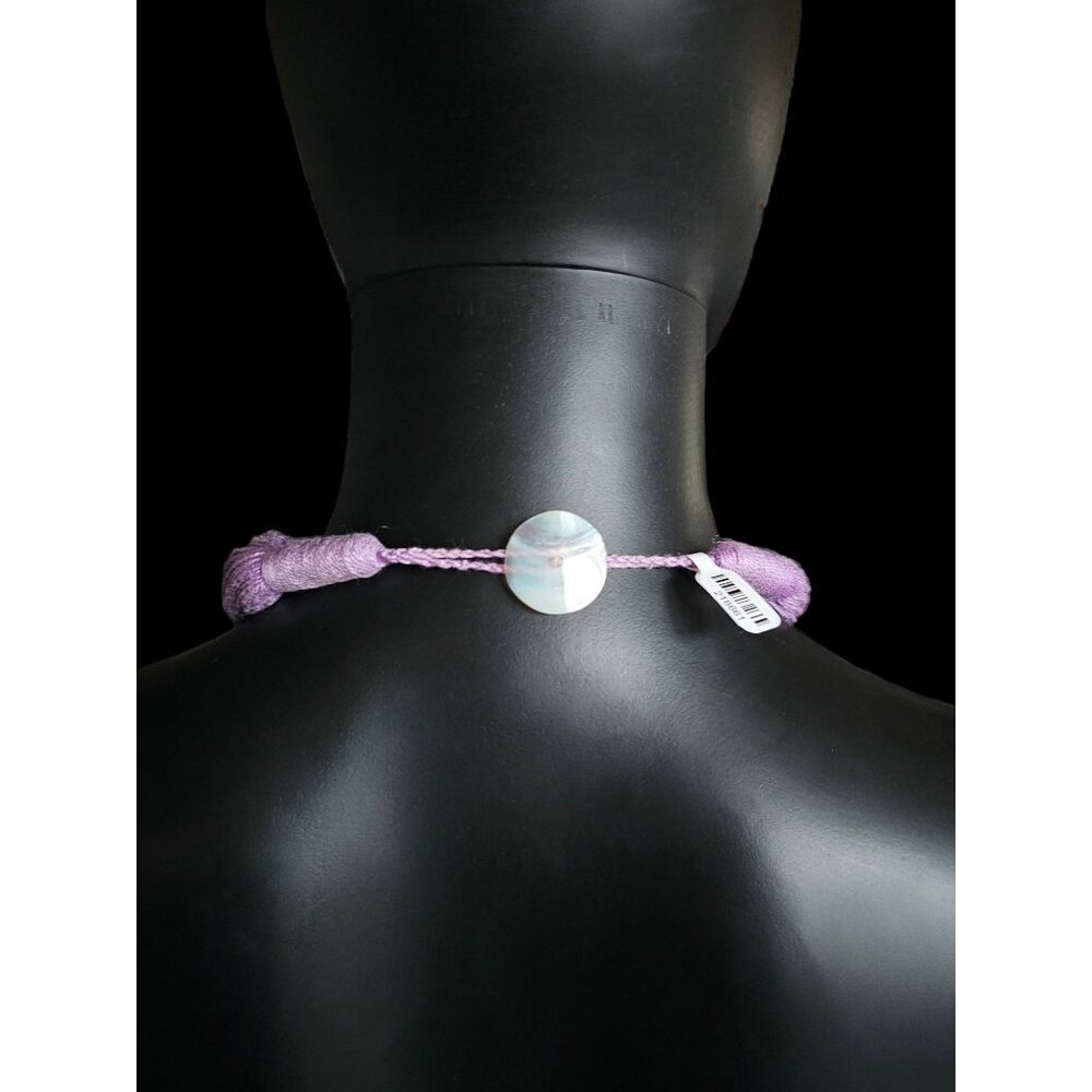Shell/Lavender Collar Necklace/Earring Set - Picture 4 of 16